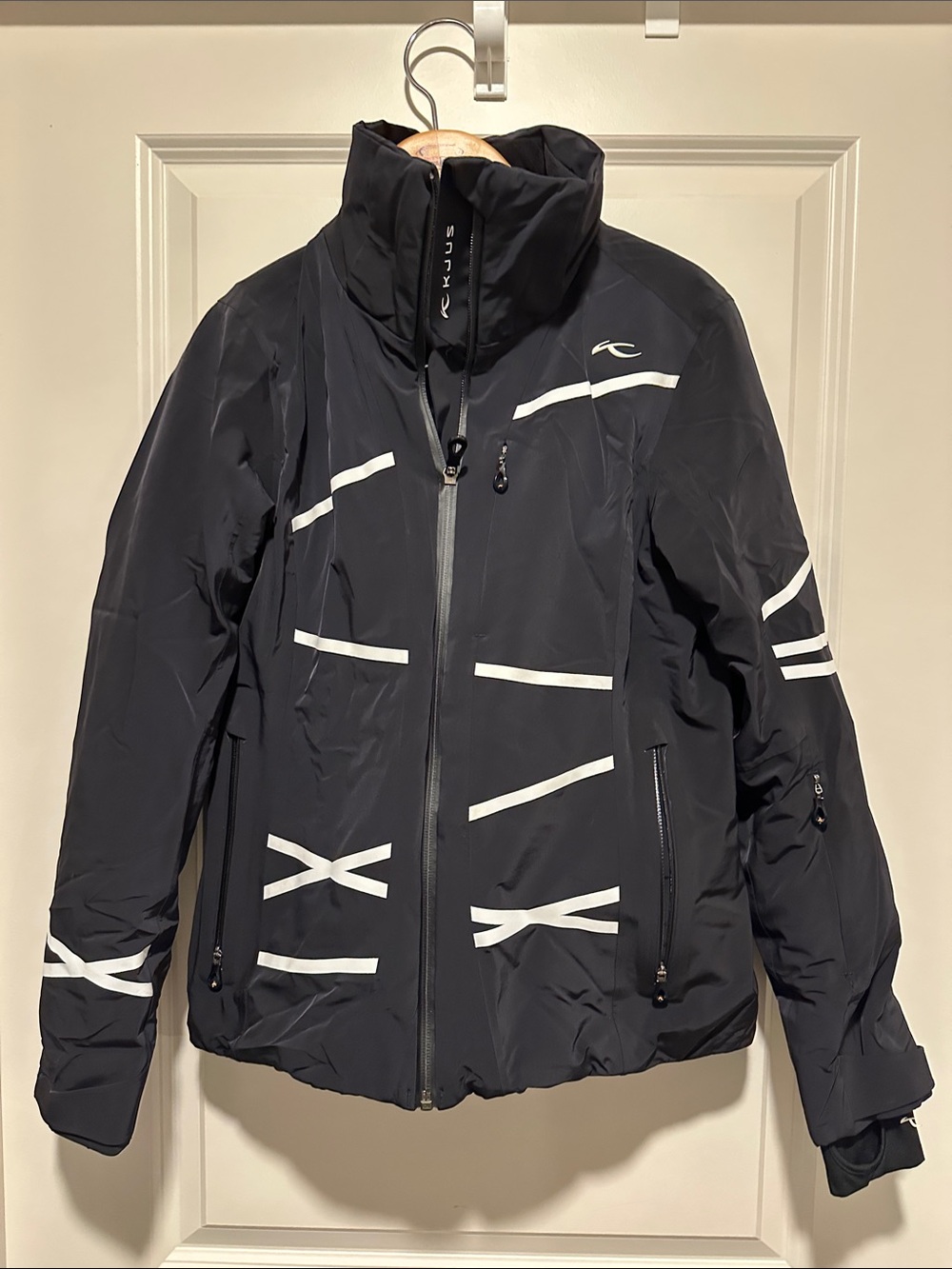Women’s Black Ski Jacket with White Accent Trim